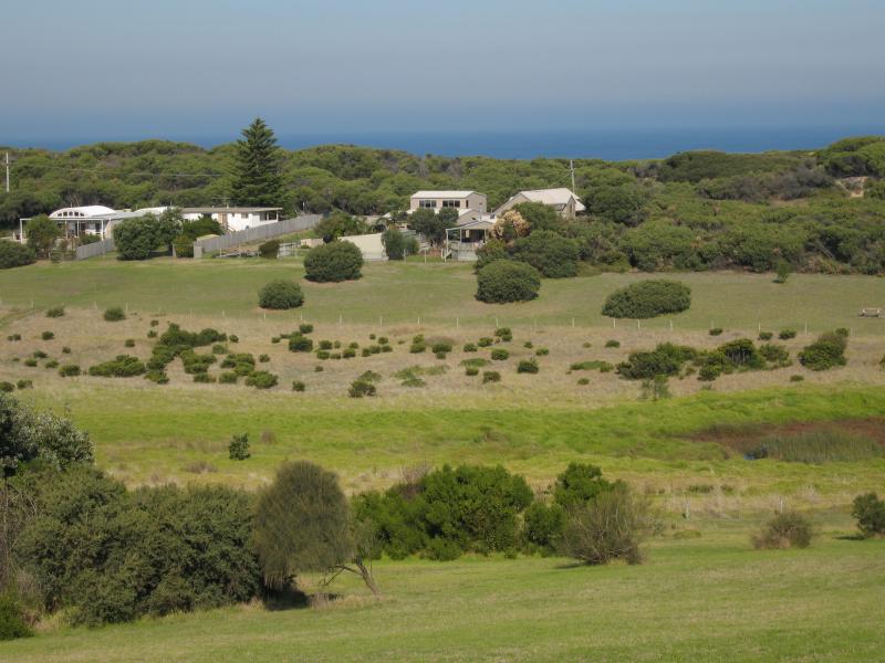 Ocean Grove - Begola Wetlands Reserve, Emperor Drive and Tuckfield Street: View south across reserve towards the ocean