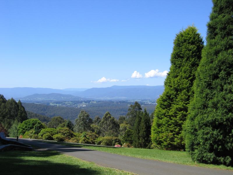 Olinda - Dandenong Ranges Botanic Garden: View north-east from Lyrebird Garden
