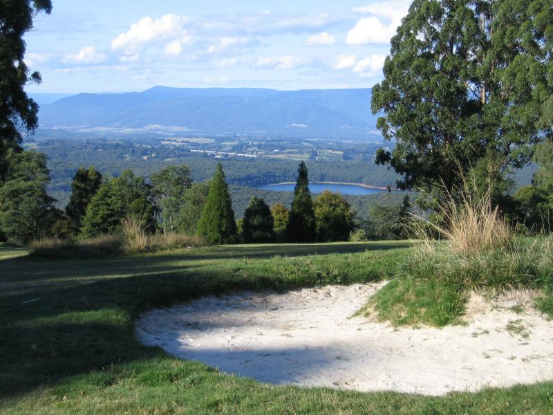 Olinda - Olinda Public Golf Course, Monbulk Road: View towards Silvan Reservoir from sand bunker