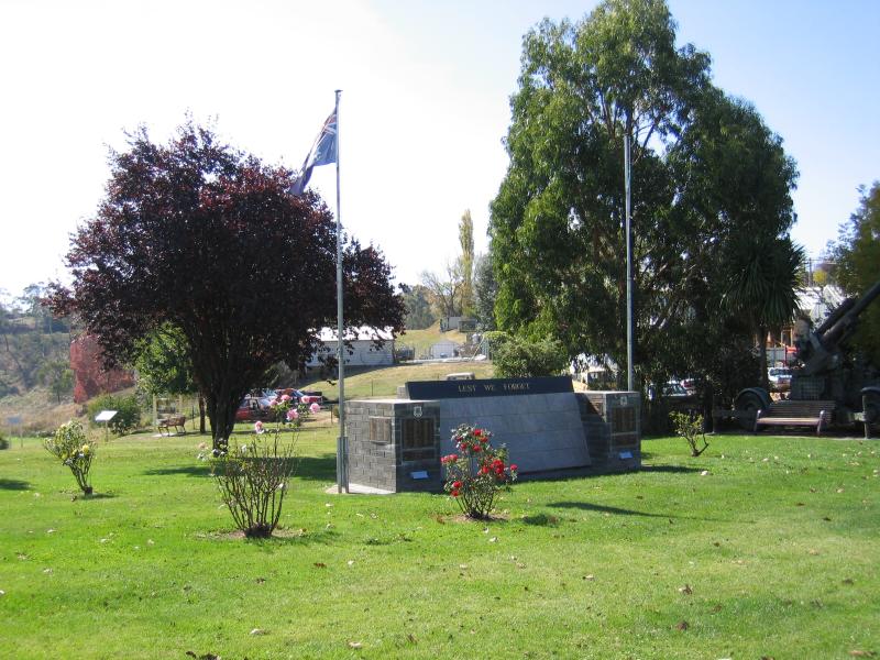 Omeo - Recreation Reserve at Livingstone Creek - War memorial fronting Day Av opposite Short St