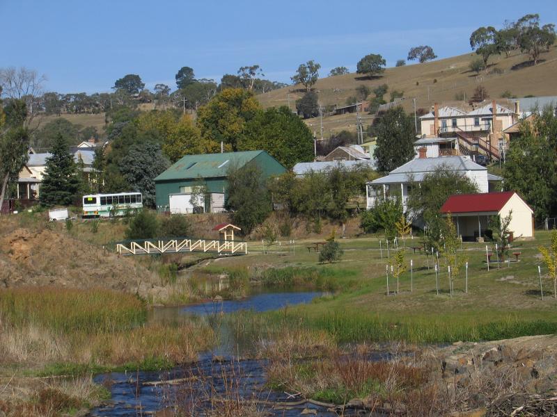 Omeo - Recreation Reserve at Livingstone Creek - View along creek towards town centre