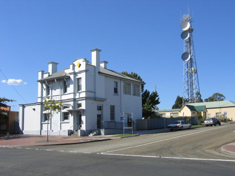 Orbost - Commercial centre and shops: Commonwealth Bank, corner Nicholson St and Wolseley St
