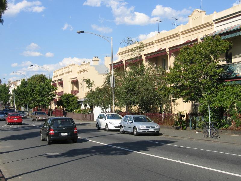 Parkville - Residential area west of Royal Parade: View north-east along Gatehouse St near Flemington Rd