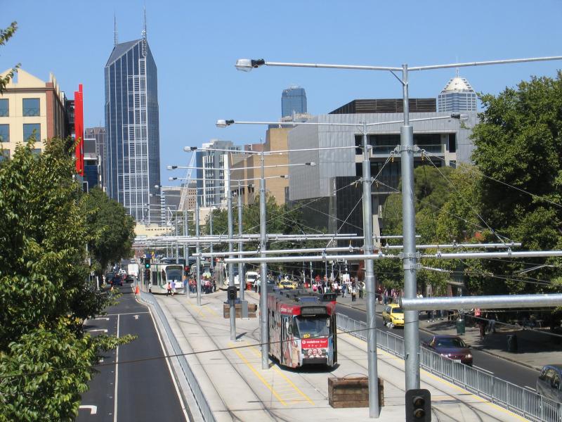 Parkville - Swanston Street area: View south along Swanston St from footbridge at Elgin St