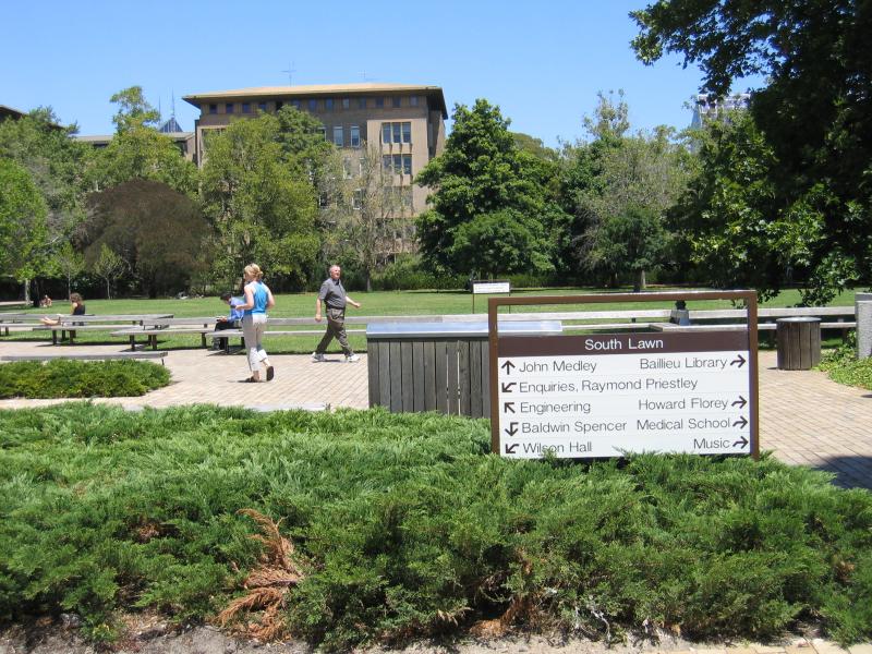 Parkville - University of Melbourne: View south across South Lawn