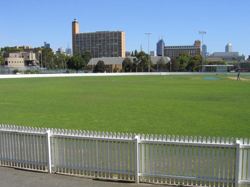Parkville - University Cricket Ground and surrounding colleges - View south across cricket ground