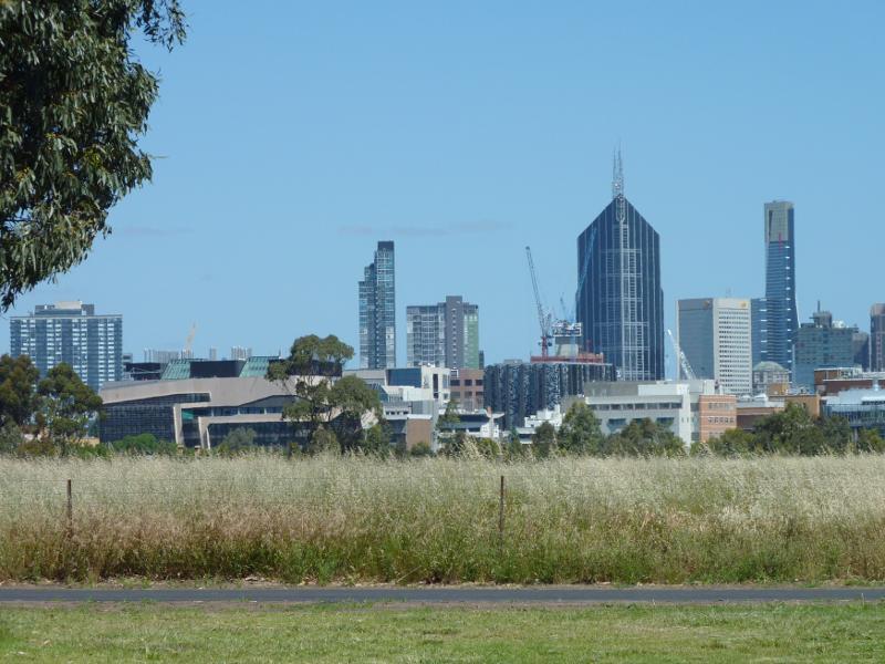 Parkville - Royal Park, Native Grassland and surroundings: Southerly view towards grassland and Melbourne CBD