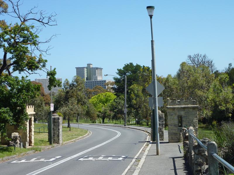Parkville - Royal Park, State Netball Hockey Centre and surroundings: View south-west along Brens Dr at Urban Camp Melbourne