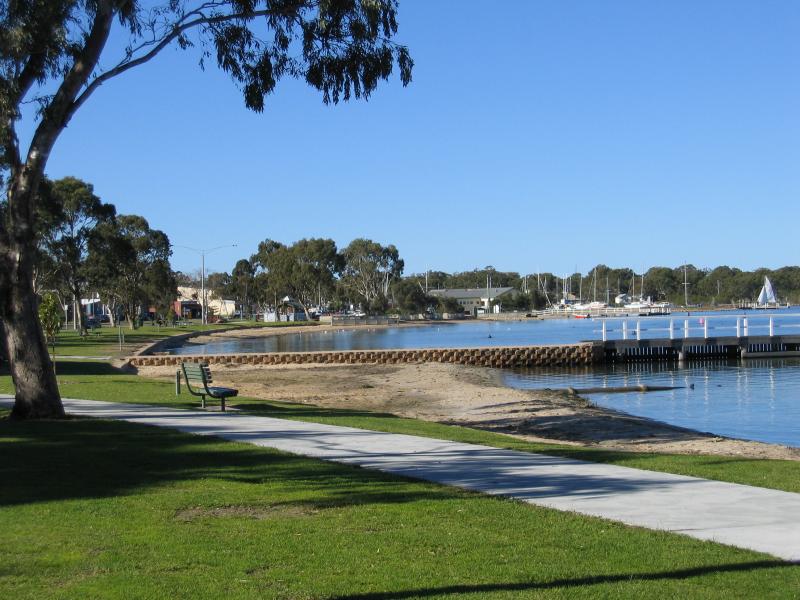 Paynesville - Southern coast and foreshore: View east along foreshore towards jetty