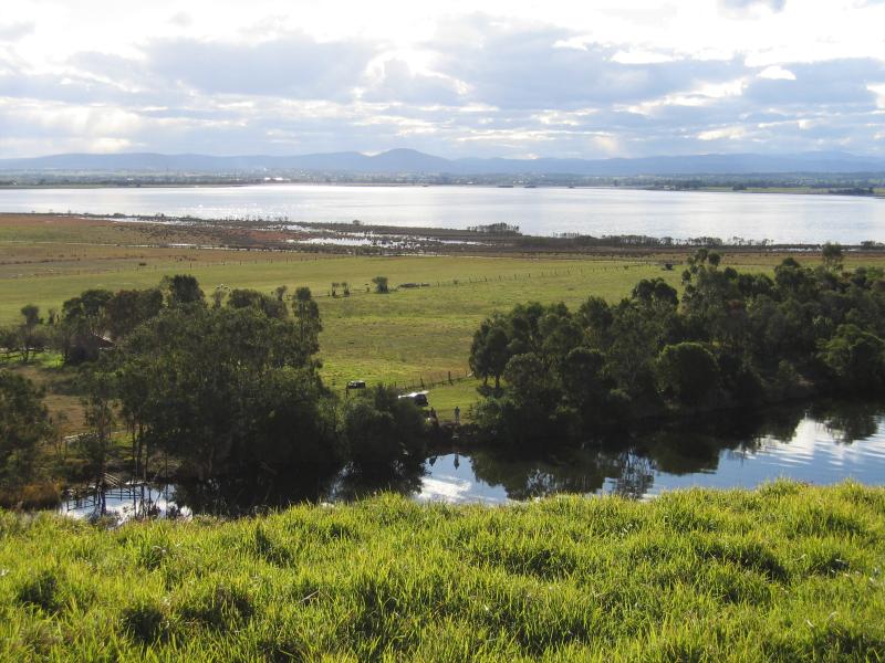 Paynesville - Bluff Lookout, Eagle Point: View north across Mitchell River into Lake King