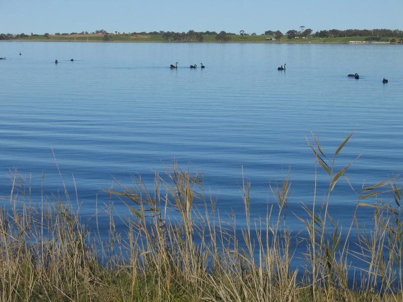 Paynesville - Silt Jetties, Rivermouth Road, accessed via Eagle Point: View across Lake King from near boat ramp on Rivermouth Rd towards Eagle Point