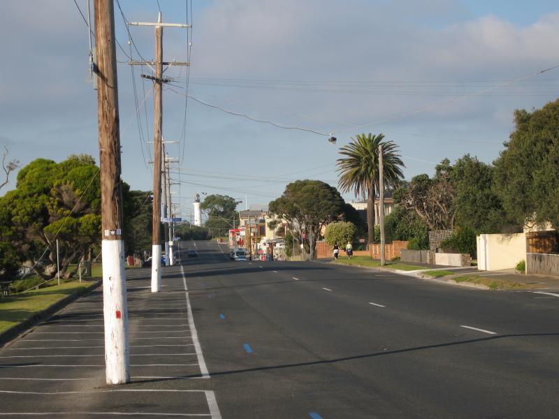 Point Lonsdale - Commercial centre and shops, Point Lonsdale Road: View south along Pt Lonsdale Rd towards Albert St