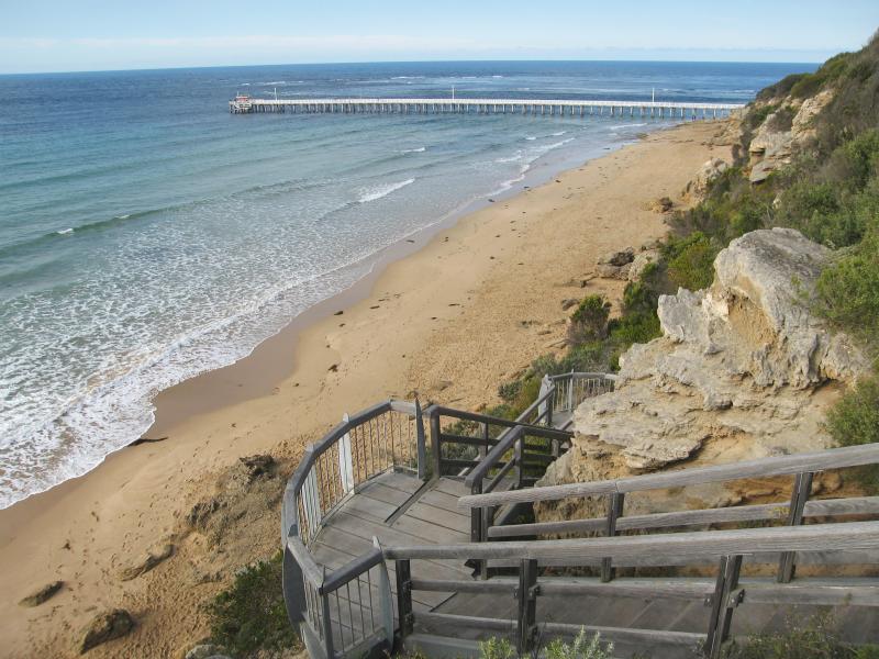 Point Lonsdale - Rip View Lookout: Steps down cliff from car park to beach