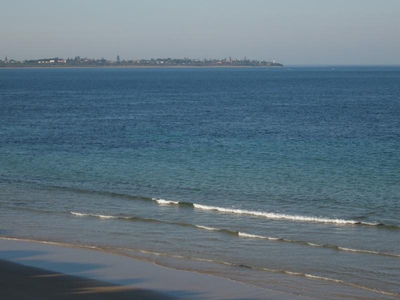 Point Lonsdale - Coastal path from Rip View Lookout to Point Lonsdale Pier: View north-east across beach towards Queenscliff