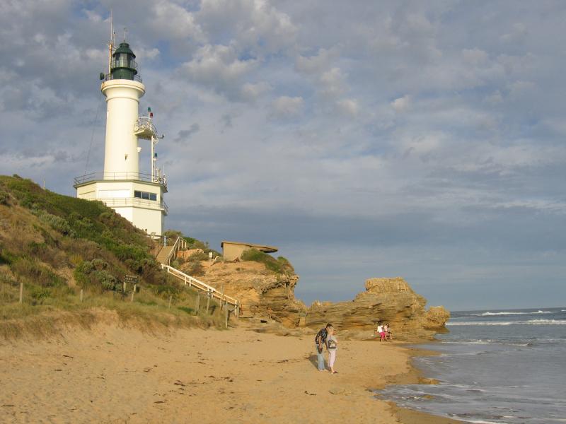 Point Lonsdale - Point Lonsdale Lighthouse: View east along beach towards lighthouse