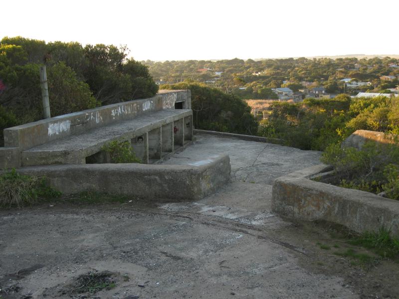 Point Lonsdale - Lookout and Surf Back Beach, Ocean Road opposite Winterley Road: Military ruins at lookout
