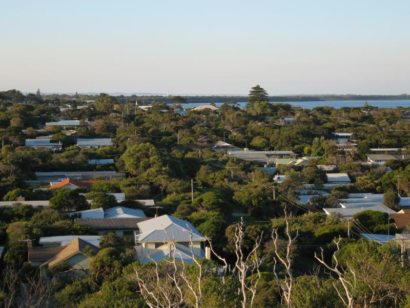 Point Lonsdale - Lookout and Surf Back Beach, Ocean Road opposite Winterley Road: View north-east from lookout over residential areas