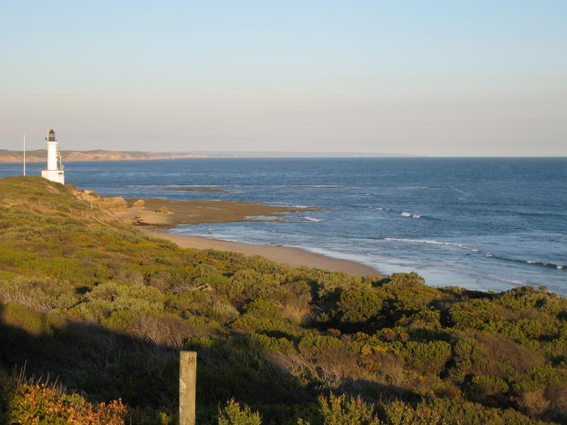 Point Lonsdale - Lookout and Surf Back Beach, Ocean Road opposite Winterley Road: View east from lookout down to beach