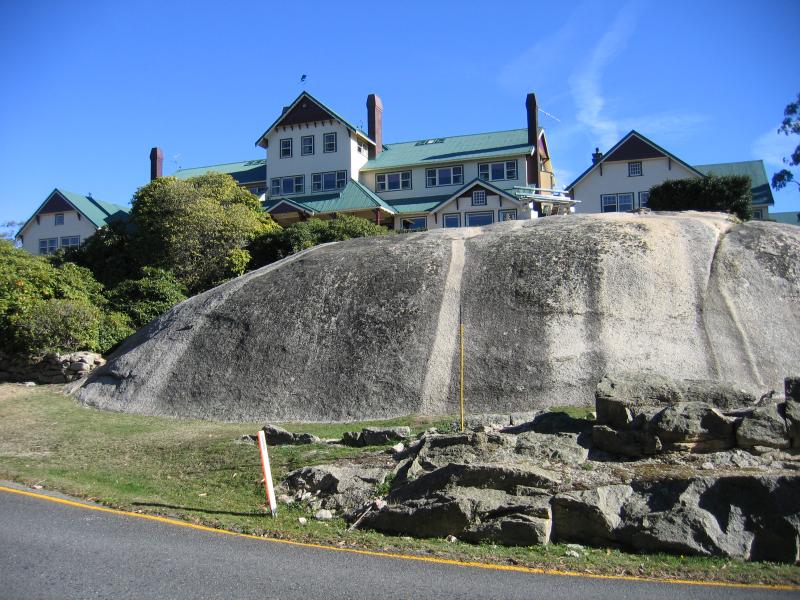 Porepunkah - Mount Buffalo Chalet: View of Chalet from access road at Gorge Day Visitor Centre