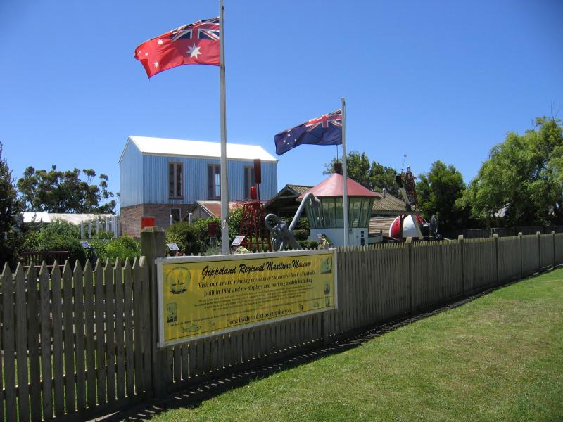Port Albert - Gippsland Regional Maritime Museum, corner Tarraville Road and Bay Street: Outdoor displays viewed from Bay St