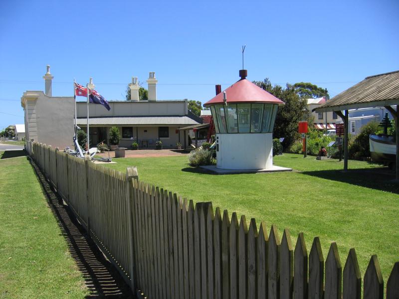Port Albert - Gippsland Regional Maritime Museum, corner Tarraville Road and Bay Street: Outdoor displays, looking south-west along Bay St