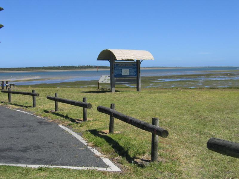 Port Albert - Wharf area, south-eastern end of Wharf Street: View south from end of Wharf St
