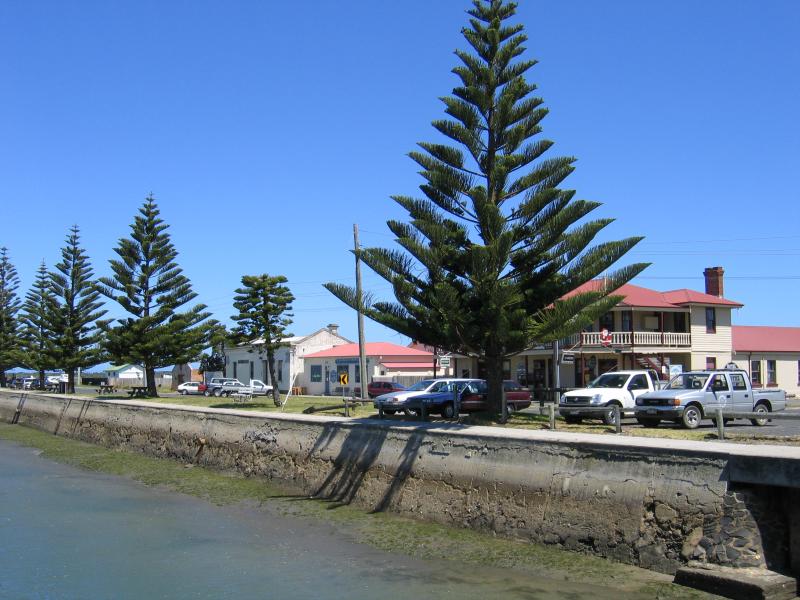 Port Albert - Wharf area, south-eastern end of Wharf Street: View south-east along coast from Wharf