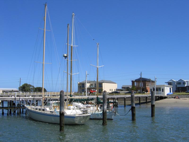 Port Albert - Jetties, Wharf Street: Yachts at the jetty