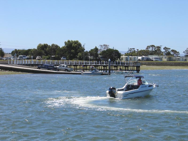 Port Albert - Jetties, Wharf Street: View north towards boat ramp from jetty