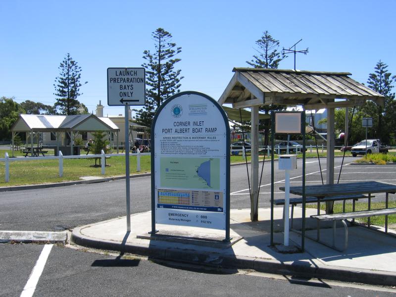 Port Albert - Memorial Park and boat ramp, corner Wharf Street and Bay Street: Boat ramp car park
