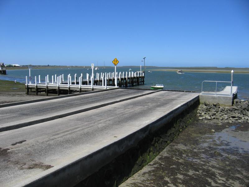 Port Albert - Memorial Park and boat ramp, corner Wharf Street and Bay Street: View along boat ramp
