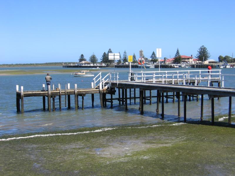 Port Albert - Rutter Park, Bay Street: View across Rutter Jetty towards the wharf