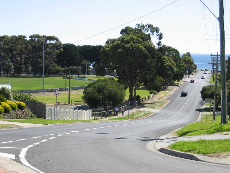 Portarlington - Around Portarlington: View north along Sproat St at Newcombe St towards recreation reserve