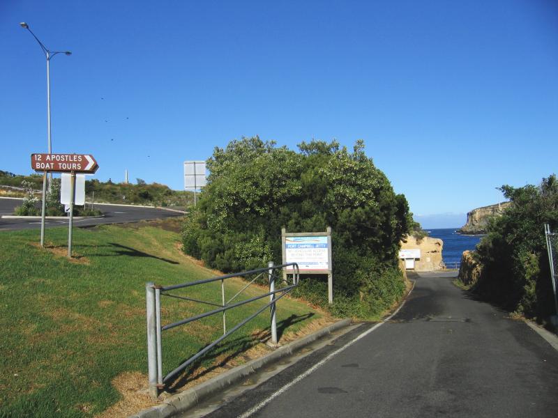 Port Campbell - Port Campbell Bay, jetty and beach: Road down to jetty from Lord St