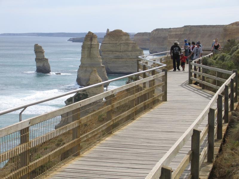 Port Campbell - 12 Apostles: View towards 12 Apostles from walking platform along cliff top