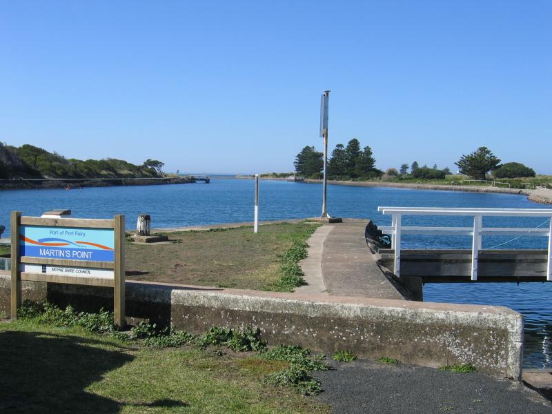 Port Fairy - Martins Point, off Gipps Street: View north-east from Martins Point towards mouth of Moyne River and Griffiths Island