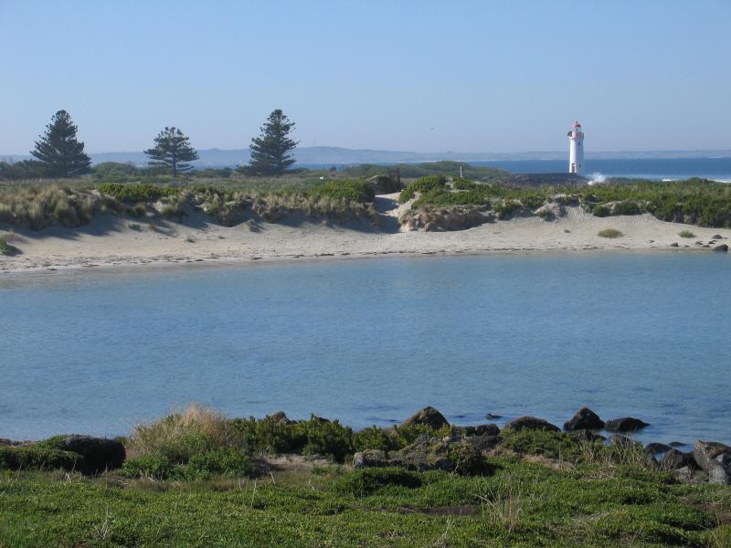 Port Fairy - Griffiths Island: View east across lagoon towards lighthouse
