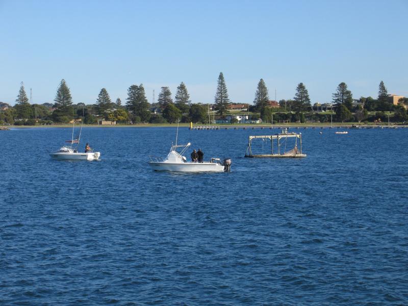 Portland - Foreshore and coastal attractions on Lee Breakwater Road: View south to coast from S.L. Patterson Tanker Berth
