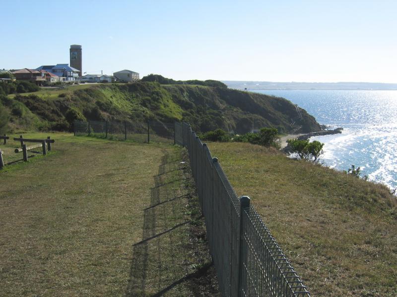 Portland - Whalers Bluff Lighthouse and coastal views, Lighthouse Street: View north along coast towards World War II Memorial Lookout Tower
