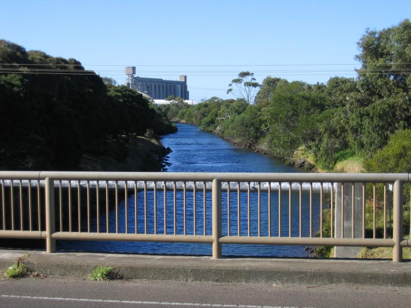 Portland - Bentinck Street near Henty Highway: View east along canal towards Port of Portland