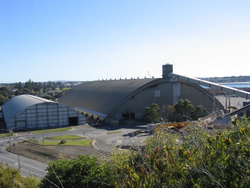 Portland - Battery Point Lookout over Port, Victoria Parade: View north-west to bulk sheds
