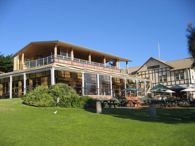 Portsea - Shops and commercial centre, Point Nepean Road: Gardens at Portsea Hotel, facing beach