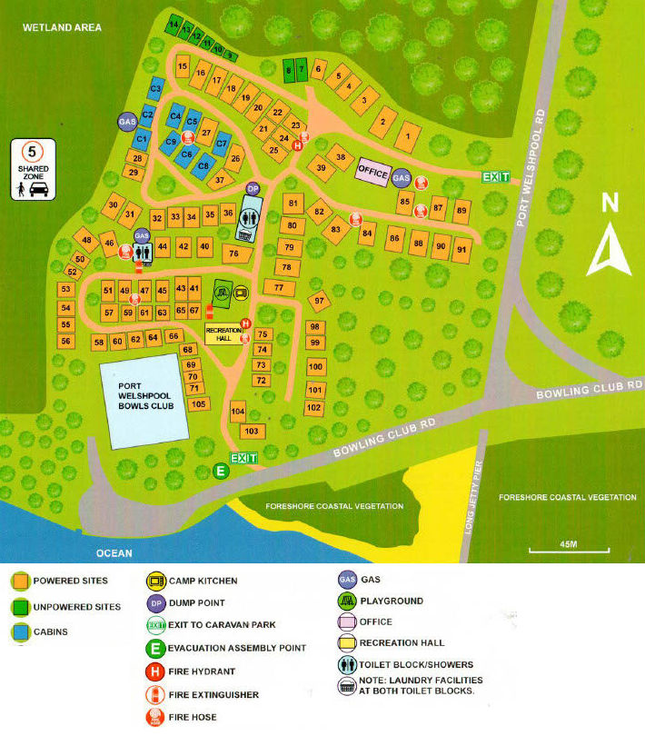 BIG4 Long Jetty Foreshore Caravan Park - Park map