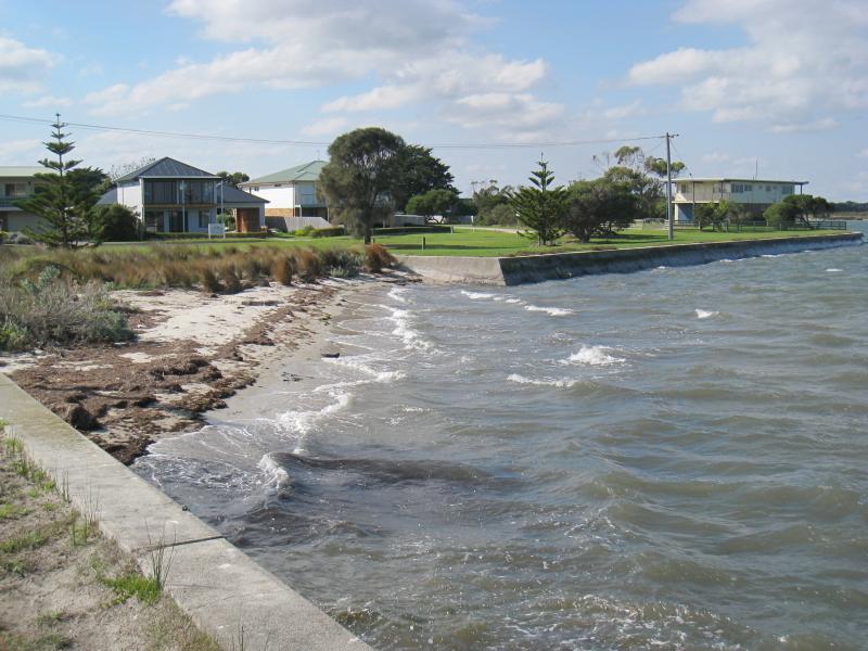 Port Welshpool - Port Welshpool Wharf and surrounding foreshore, Lewis Street near eastern end: View towards foreshore from access road to wharf