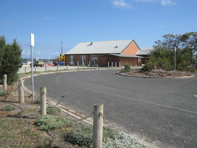 Port Welshpool - Port Welshpool Wharf and surrounding foreshore, Lewis Street near eastern end: Car park and wharf buildings