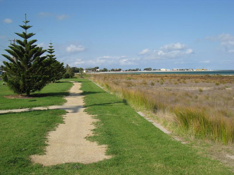 Port Welshpool - Long Jetty, western end of Lewis Street: View east along foreshore, east side of jetty