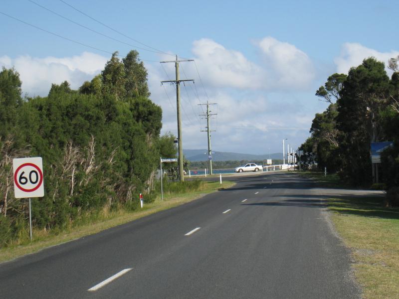 Port Welshpool - Port Welshpool Road: View south along Port Welshpool Rd towards Long Jetty and Lewis St