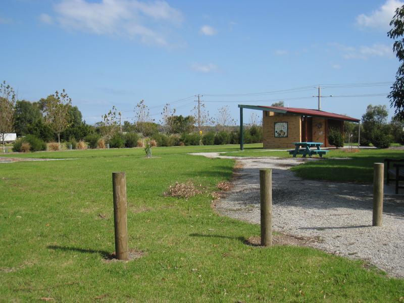 Port Welshpool - Gardens on southern side of Main Street at Port Welshpool Road, Welshpool: View south through gardens towards toilets