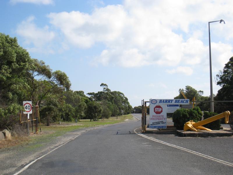 Port Welshpool - Barry Beach: Entrance to Esso's port at Barry Beach near southern end of Barry Rd