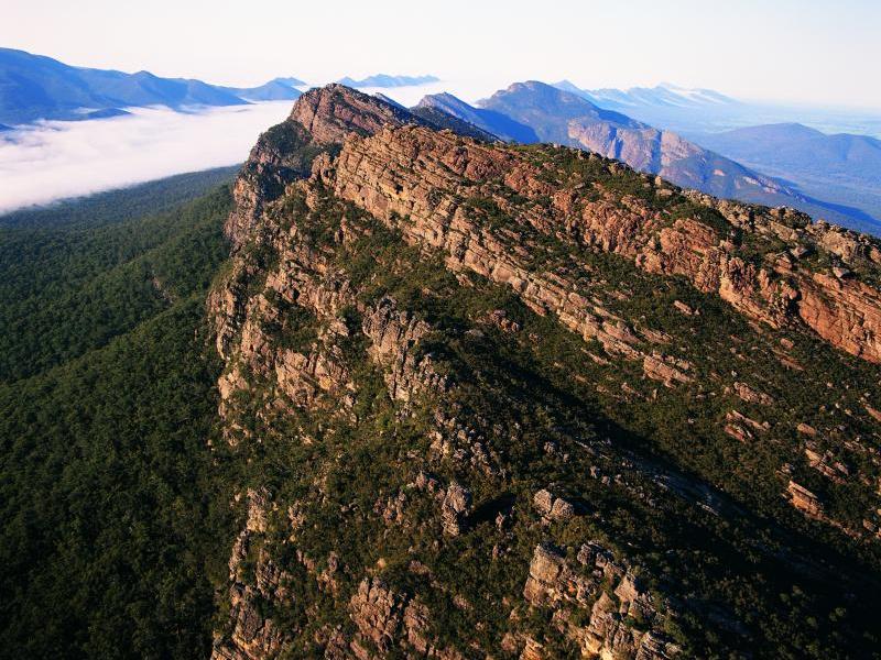 Grampians National Park - Aerial view over mountain range